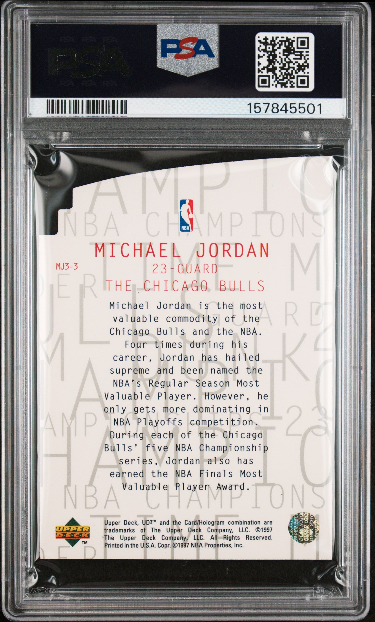 Michael Jordan 1997 Upper Deck UD3 #MJ3-3 PSA 8 Nm-Mint 5501