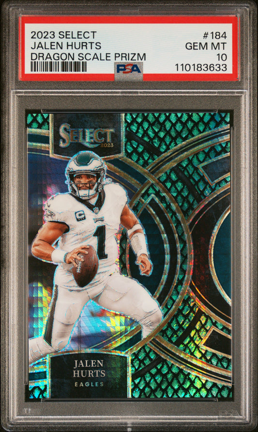 Jalen Hurts 2023 Panini Select Dragon Scale Prizm #67/70 PSA 10 Gem Mint
