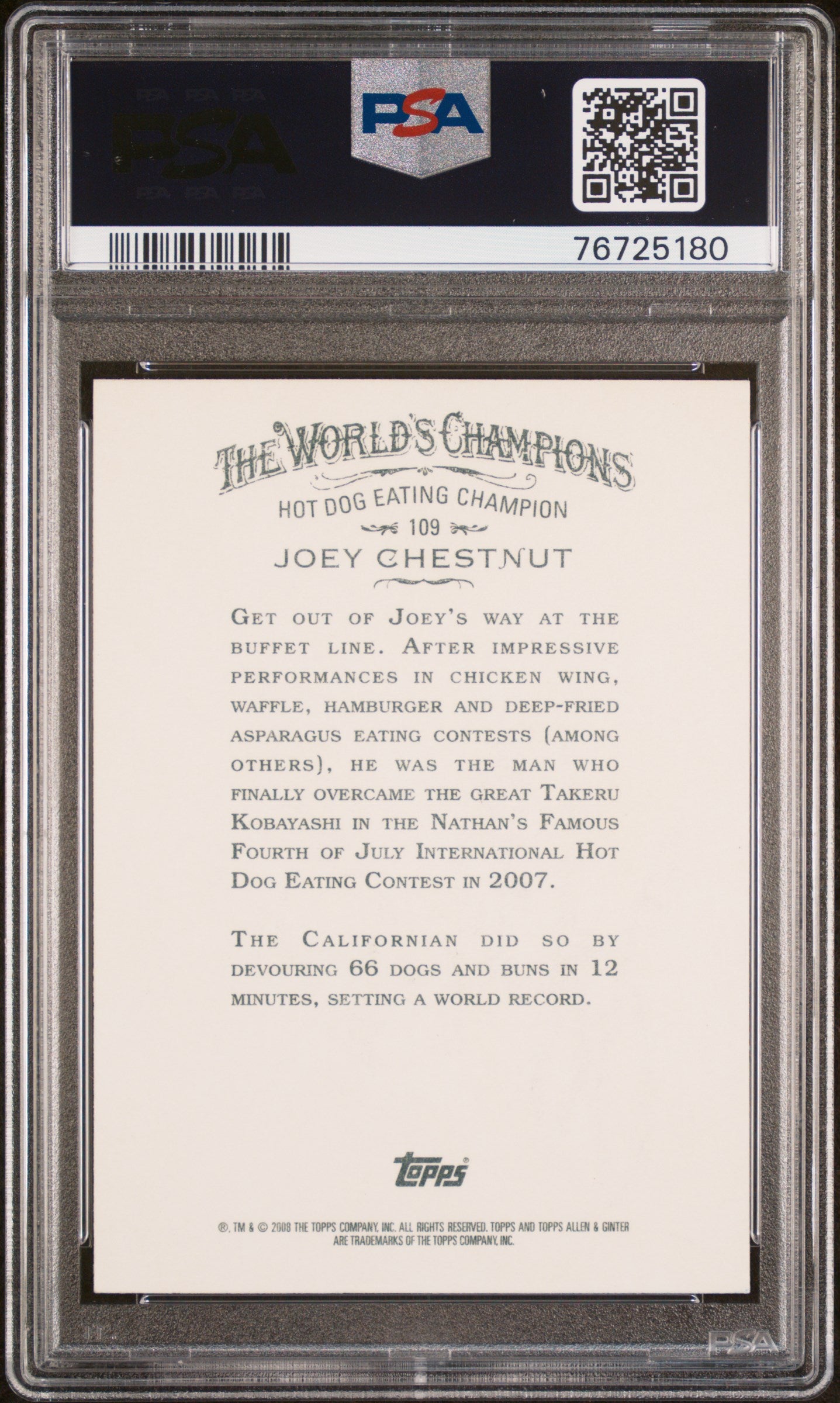 Joey Chestnut 2008 Topps Allen And Ginter Autograph PSA Auth Three joey-chestnut-2008-topps-allen-and-ginter-autograph-psa-auth-three