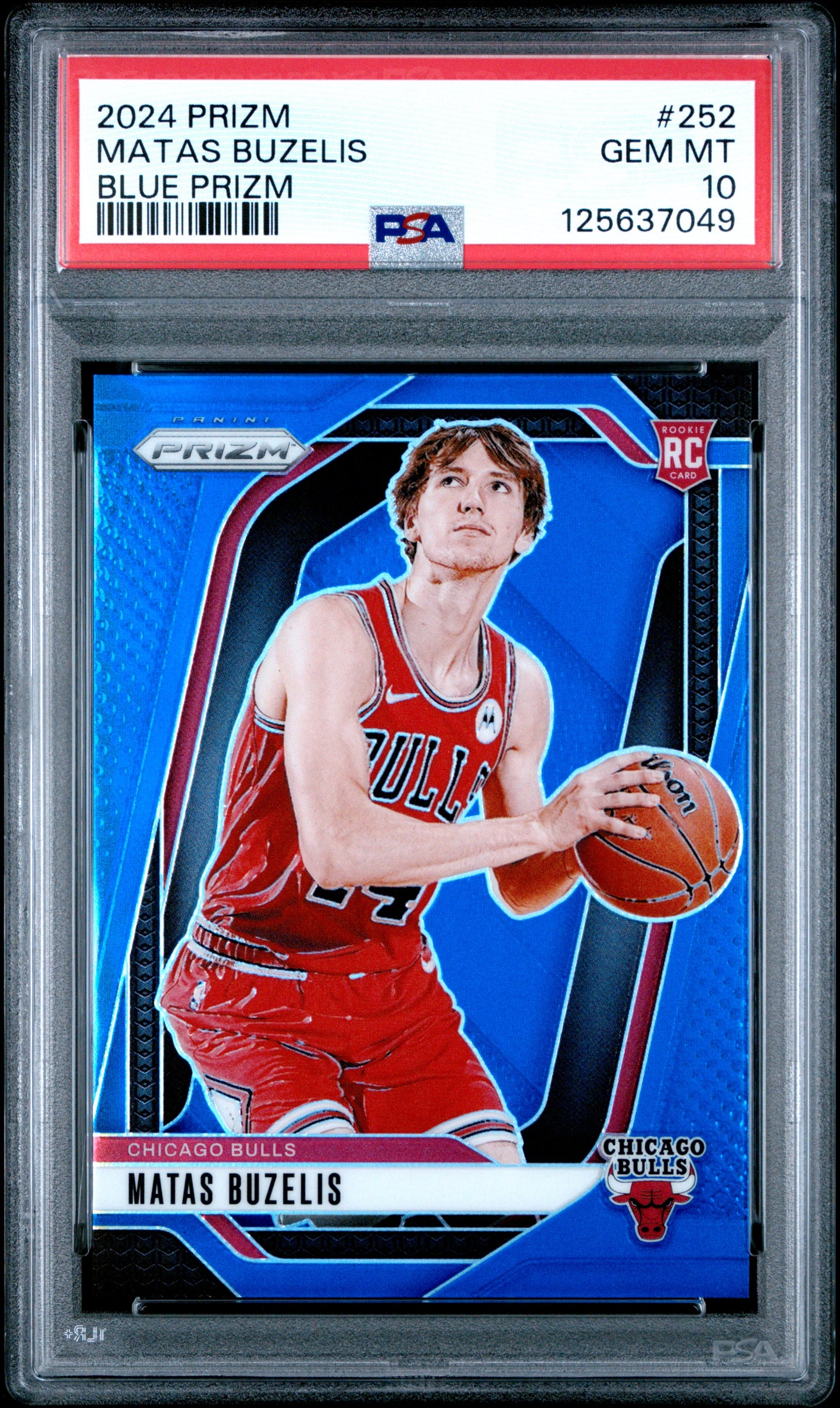 Matas Buzelis 2024 Panini Prizm Rookie #252 Blue Prizm #54/199 PSA 10 Gem Mint