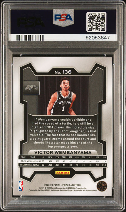 Victor Wembanyama 2023 Panini Prizm #136 PSA 10 Gem Mint 3847