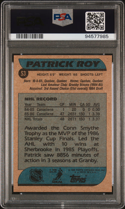 Patrick Roy 1986 Topps #53 PSA 5 EX 7985