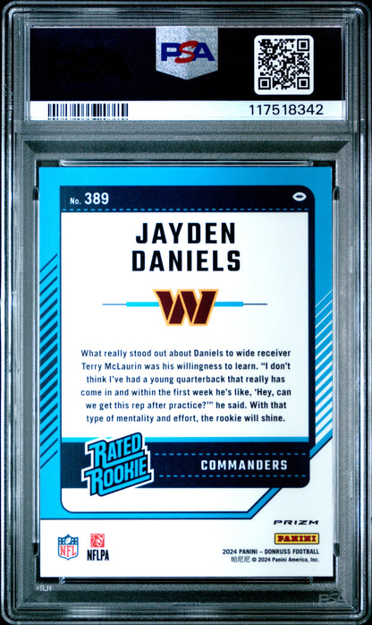 Jayden Daniels 2024 Donruss Optic Pink Preview Rookie #389 PSA 10 Gem Mint