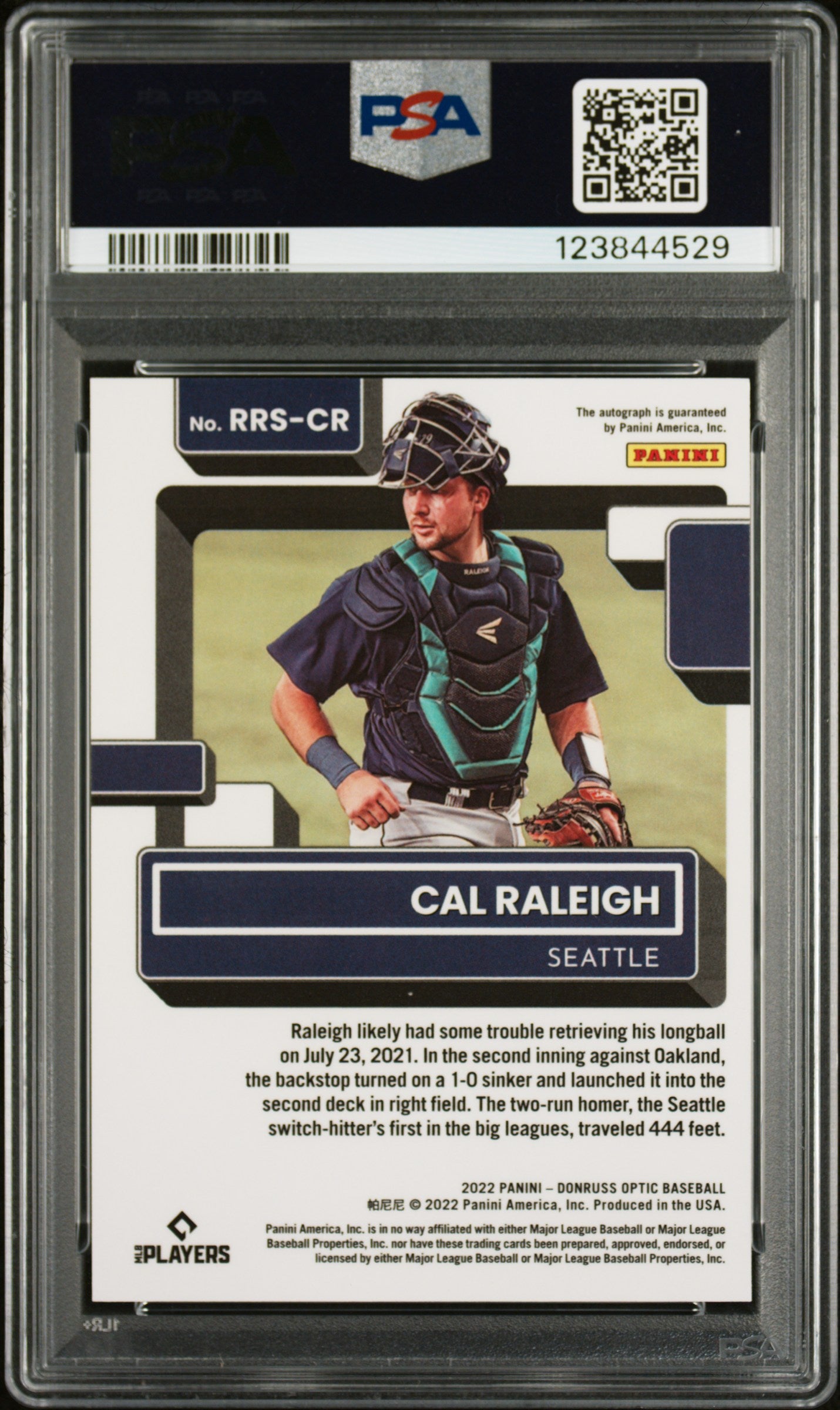 Cal Raleigh 2022 Donruss Optic Rated Rookie Signatures PSA 9 Auto 10