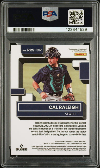 Cal Raleigh 2022 Donruss Optic Rated Rookie Signatures PSA 9 Auto 10