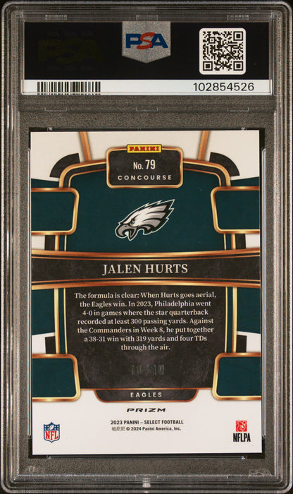 Jalen Hurts 2023 Panini Select #79 Gold Dragon Scale #10/10 PSA 10 Gem Mint