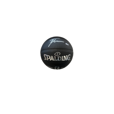 Trae Young Signed Black Spalding Replica Basketball Panini Authentication