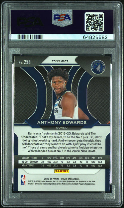 Anthony Edwards 2020 Prizm Rookie #258 Silver Prizm PSA 10 Gem Mint 5582