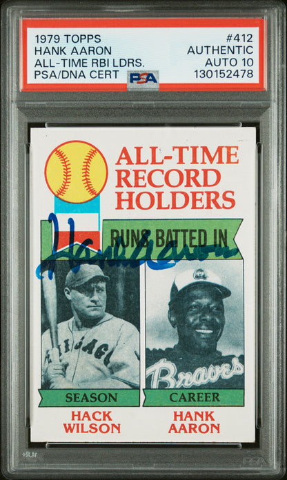 Hank Aaron 1979 Topps #412 PSA Certified Auto PSA 10 Auto