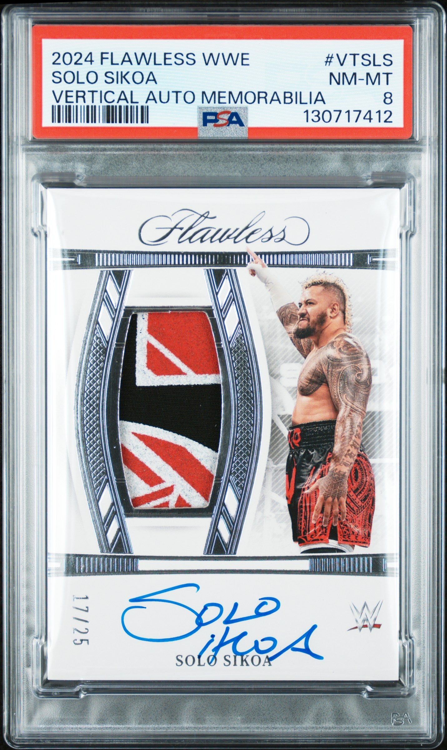 Solo Sikoa 2024 Panini Flawless WWE Patch Auto #17/25 PSA 8 Nm-Mint ...