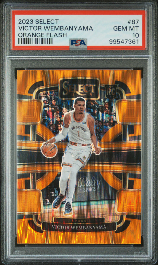 Victor Wembanyama 2023 Panini Select Rookie #87 Orange Flash PSA 10 Gem Mint
