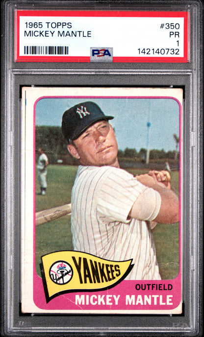 Mickey Mantle 1965 Topps #350 PSA 1 Poor 0732