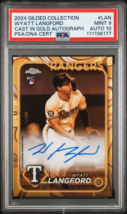 Wyatt Langford 2024 Topps Gilded Collection Gold Auto #49/199 PSA 9 Auto 10