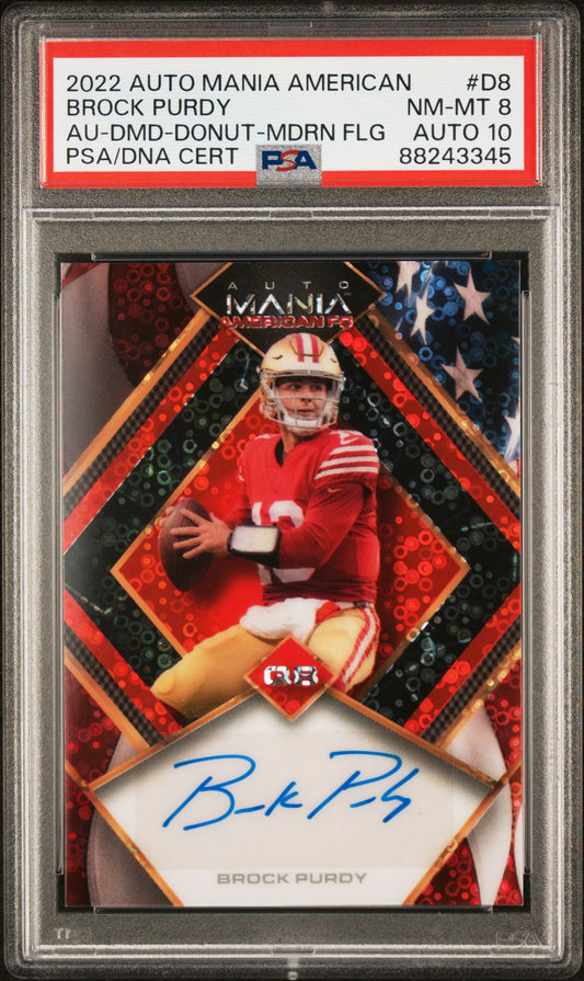 Brock Purdy 2022 Wild Card Auto Mania Rookie Auto #5/5 PSA 8 Auto 10
