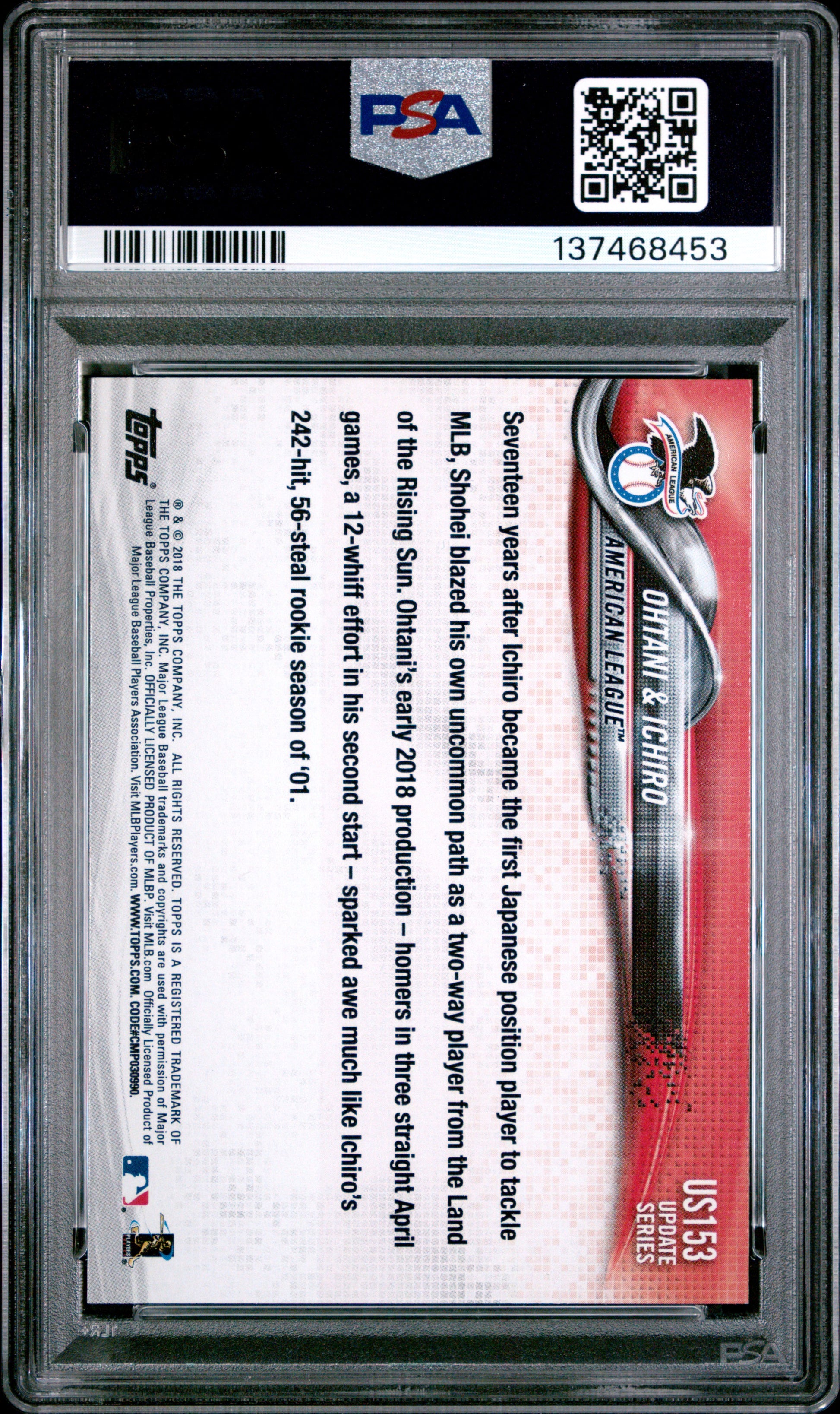 Shohei Ohtani + Ichiro 2018 Topps Update #US153 PSA 10 Gem Mint 8453