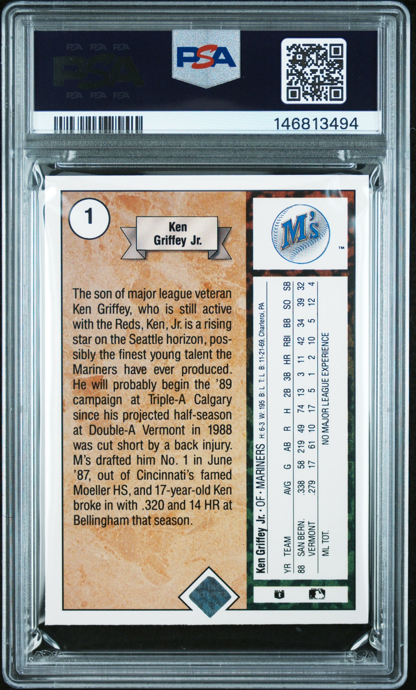 Ken Griffey Jr. 1989 Upper Deck Rookie #1 Rookie PSA 8 Nm-Mint 3494