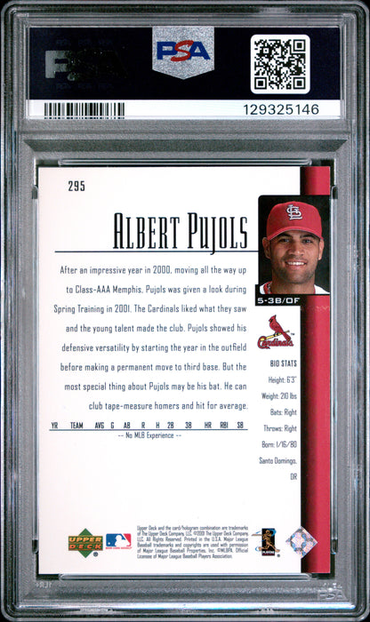 Albert Pujols 2001 Upper Deck Rookie #295 PSA 9 Mint 5146