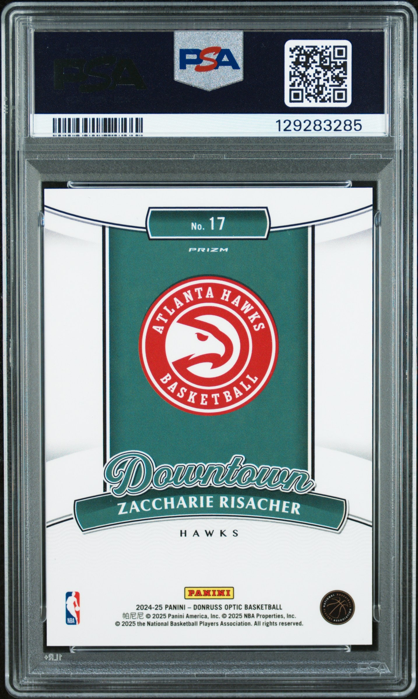 Zaccharie Risacher 2024 Donruss Optic Rookie Downtown PSA 10 Gem Mint