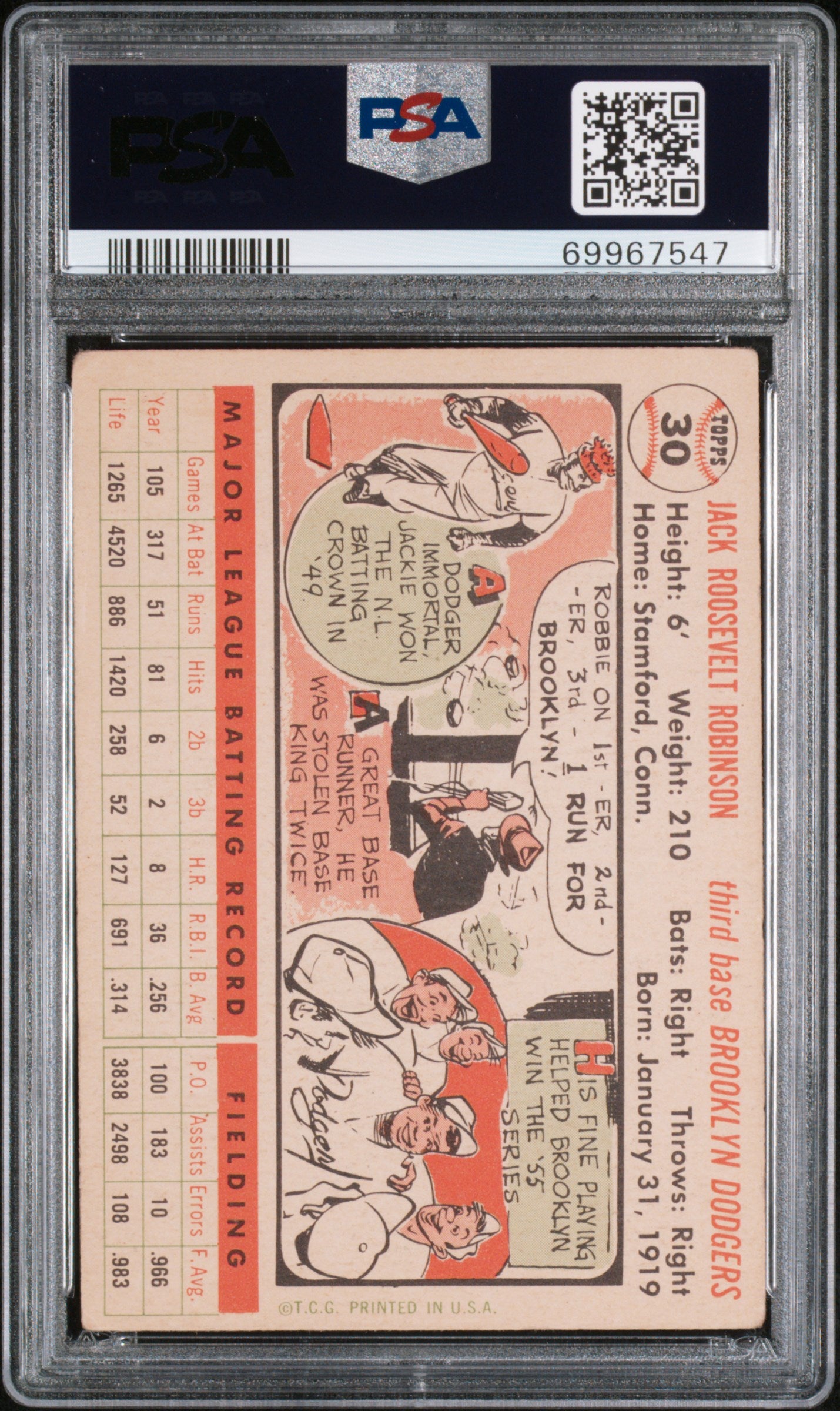 Jackie Robinson 1956 Topps White Back #30 PSA 2.5 Good+