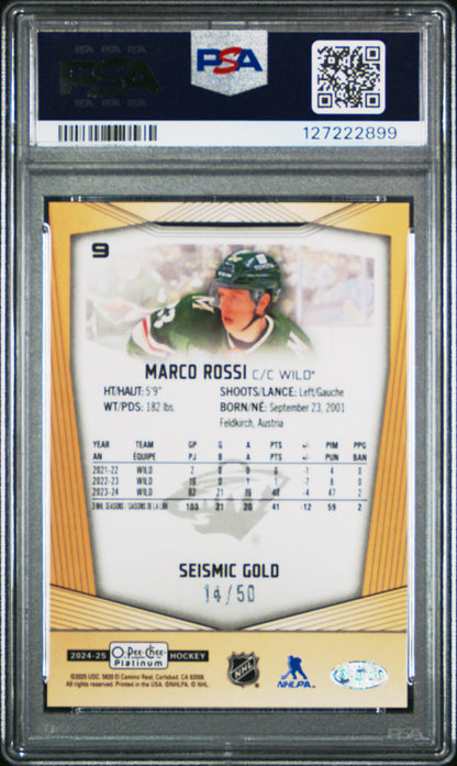 Marco Rossi 2024 OPC Platinum #9 Seismic Gold #14/50 PSA 10 Gem Mint