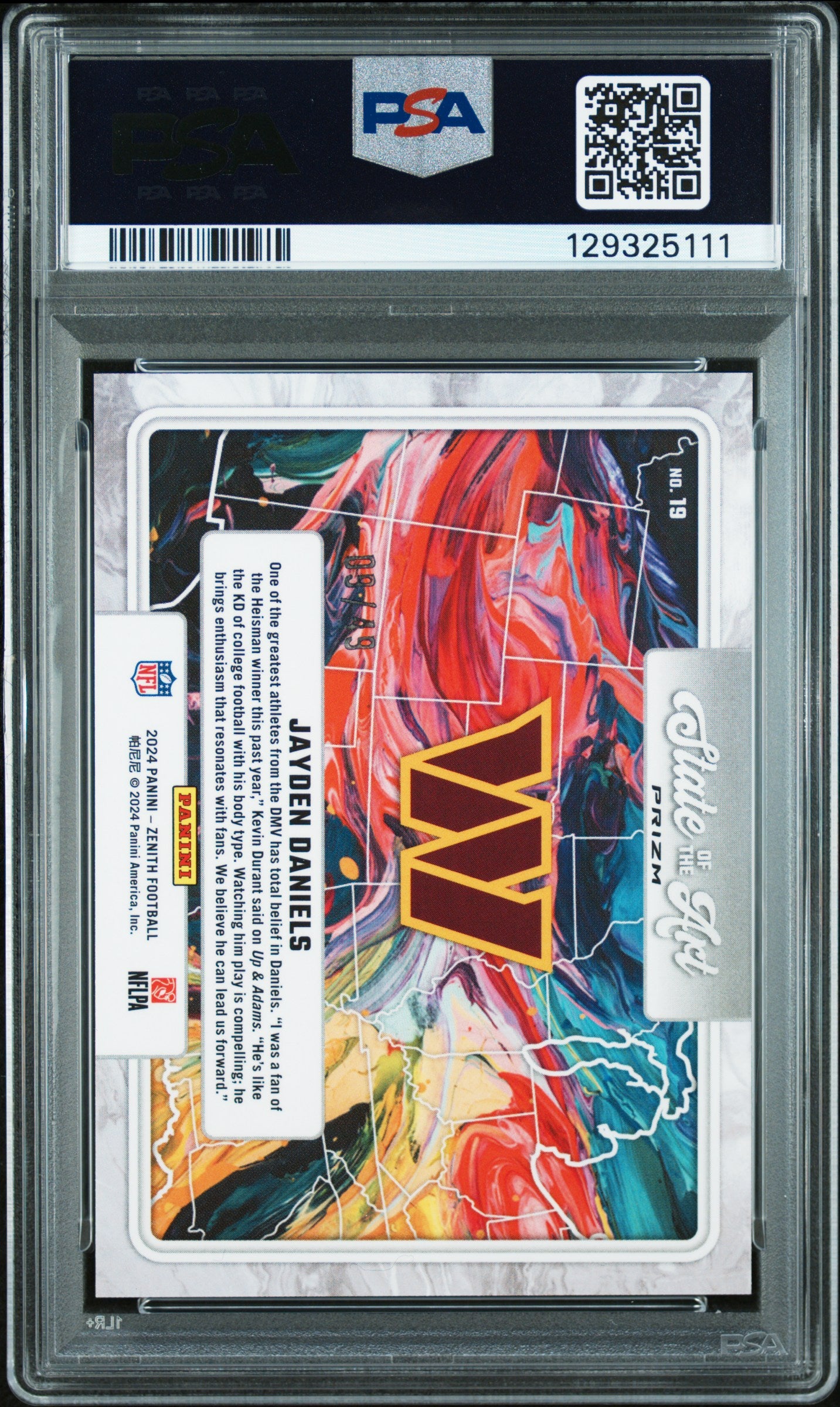 Jayden Daniels 2024 Panini Zenith State of the Art Red #9/49 PSA 9 Mint