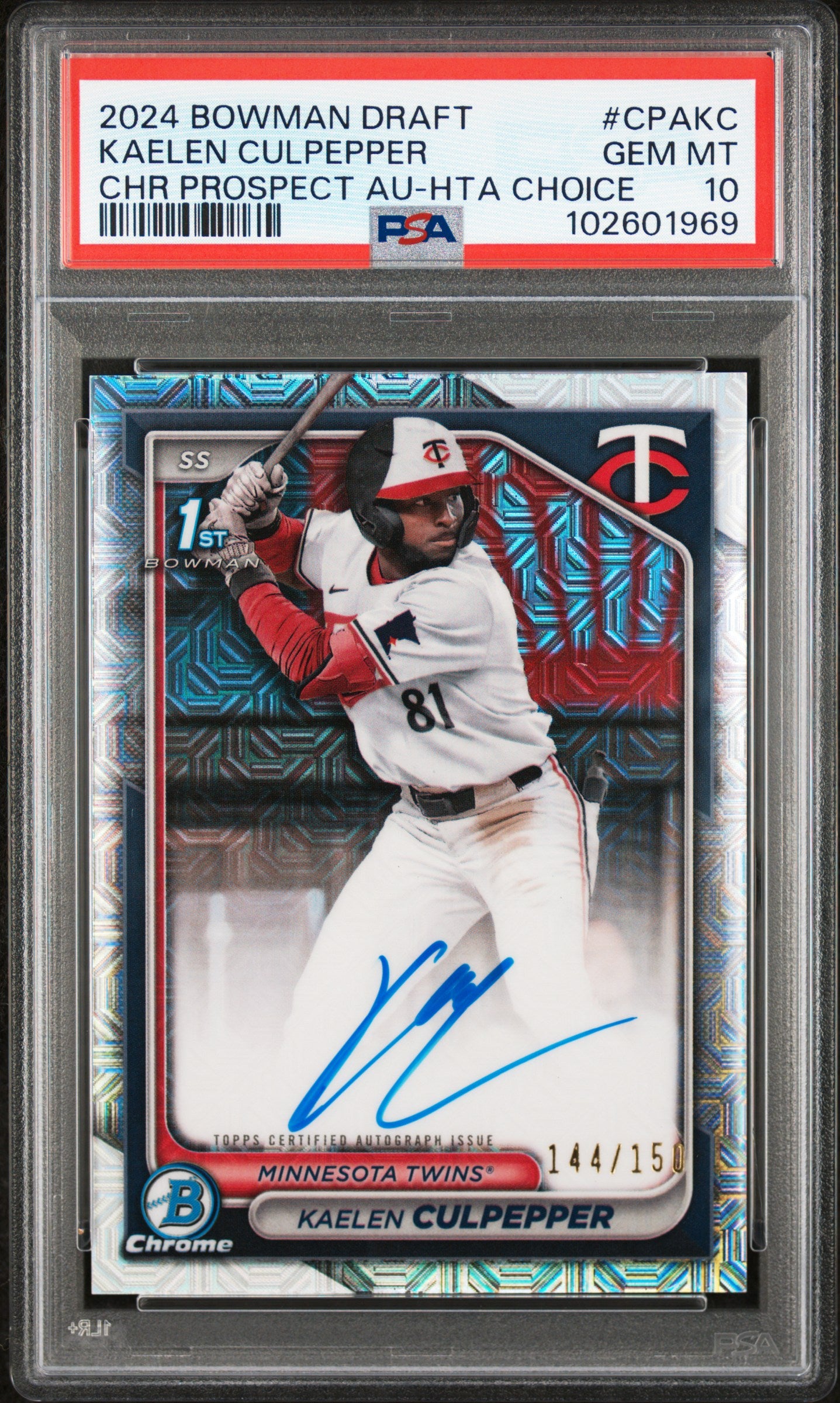 Kaelen Culpepper 2024 Bowman Draft HTA Choice Auto #144150 PSA 10 Gem Mint
