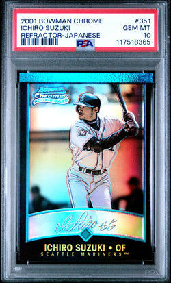Ichiro Suzuki 2001 Bowman Chrome Rookie #351 Japanese Refractor PSA 10 Gem Mint