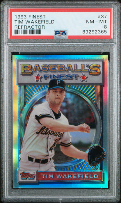 Tim Wakefield 1993 Topps Finest Refractor #37 PSA 8 Nm-Mint