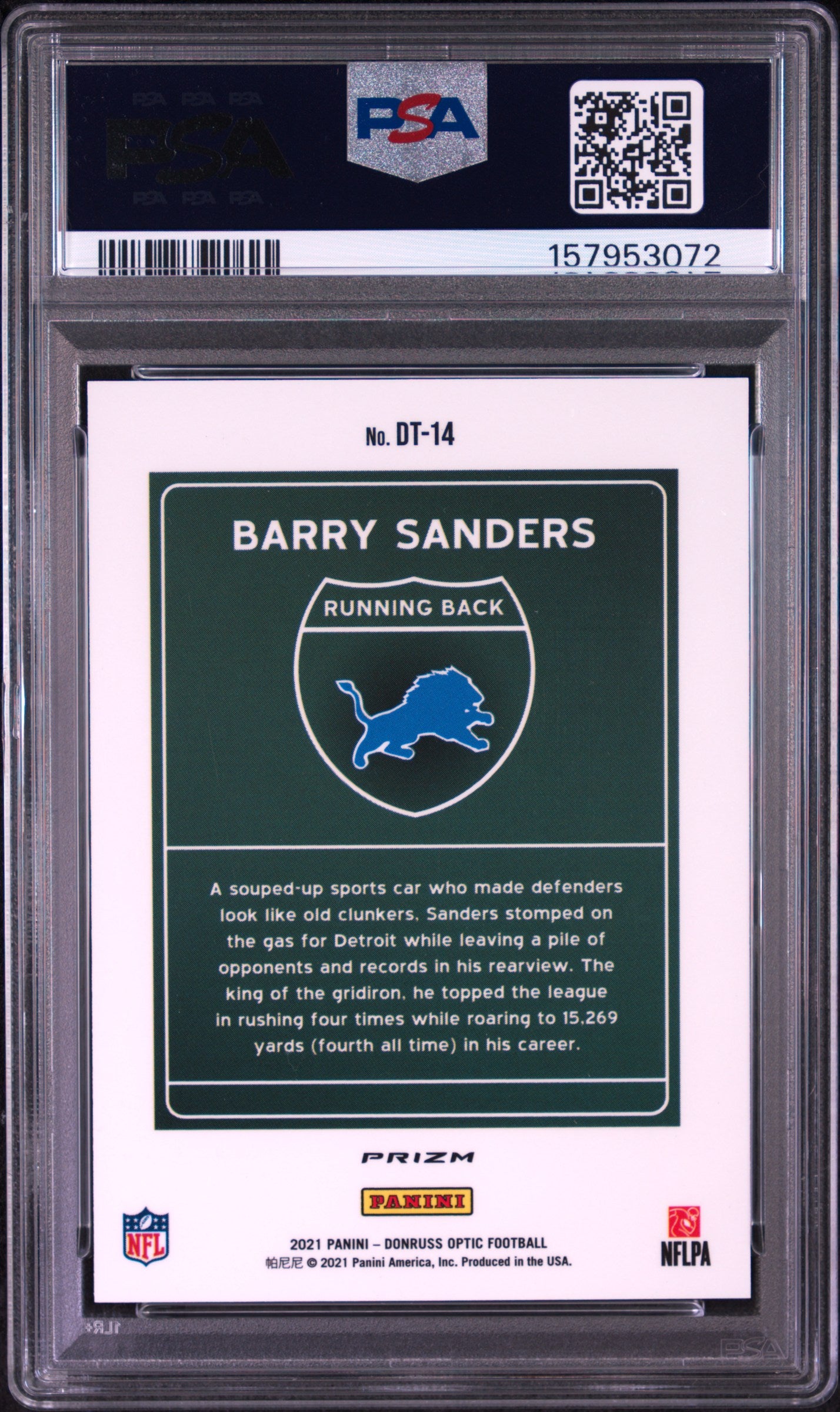 Barry Sanders 2021 Donruss Optic Downtown PSA 10 Gem Mint 3072