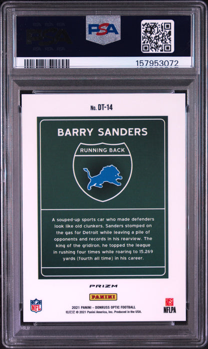 Barry Sanders 2021 Donruss Optic Downtown PSA 10 Gem Mint 3072