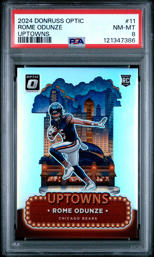 Rome Odunze 2024 Donruss Optic Uptowns PSA 8 Nm-Mint