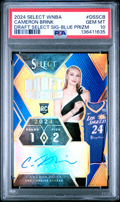 Cameron Brink 2024 Panini Select WNBA Draft Selections Blue Auto #13/49 PSA 10 Gem Mint