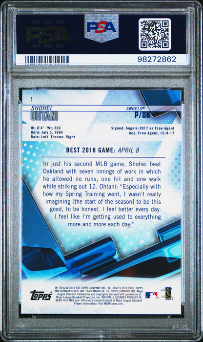 Shohei Ohtani 2018 Bowmans Best #1 Rookie PSA 10 Gem Mint 2862