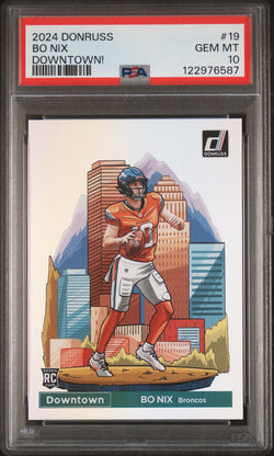 Bo Nix 2024 Donruss Downtown PSA 10 Gem Mint