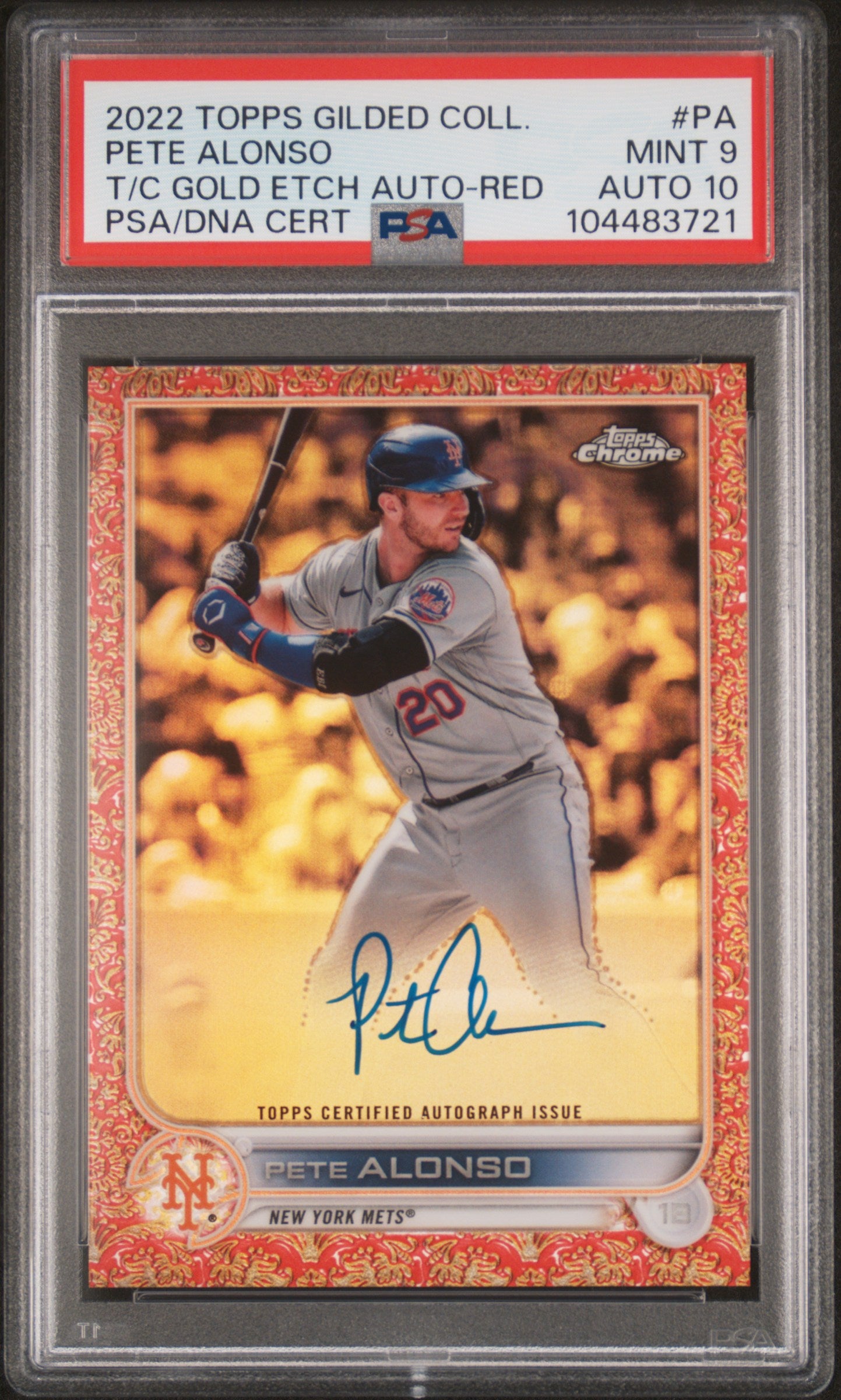 Pete Alonson 2022 Topps Gilded Goled Etch Auto Red #4/5 PSA 9 Auto 10