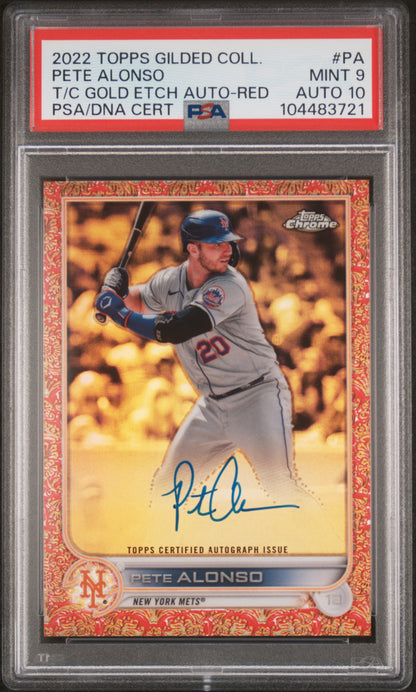 Pete Alonson 2022 Topps Gilded Goled Etch Auto Red #4/5 PSA 9 Auto 10