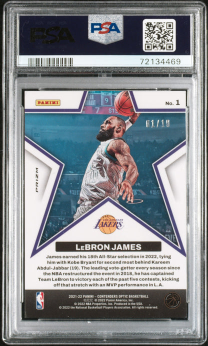 LeBron James 2021 Contenders Optic All-Star Aspirations Gold #1/10 PSA 9 Mint