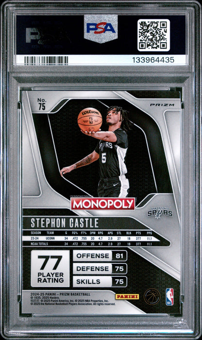 Stephon Castle 2024 Panini Prizm Monopoly #74 Dice Prizm PSA 10 Gem Mint
