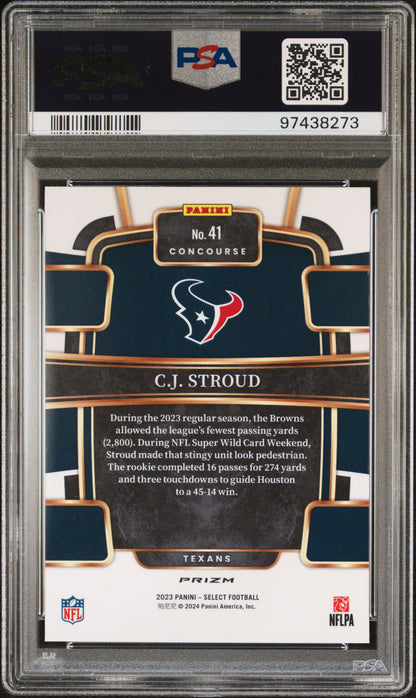 CJ Stroud 2023 Panini Select #41 Silver Prizm PSA 10 Gem Minr