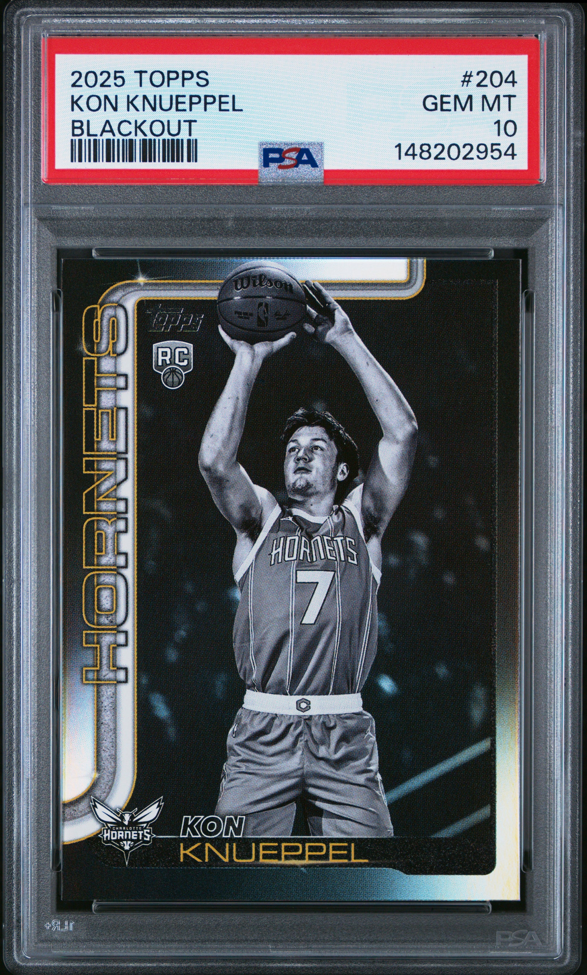 Kon Knueppel 2025 Topps Rookie #204 Blackout PSA 10 Gem Mint