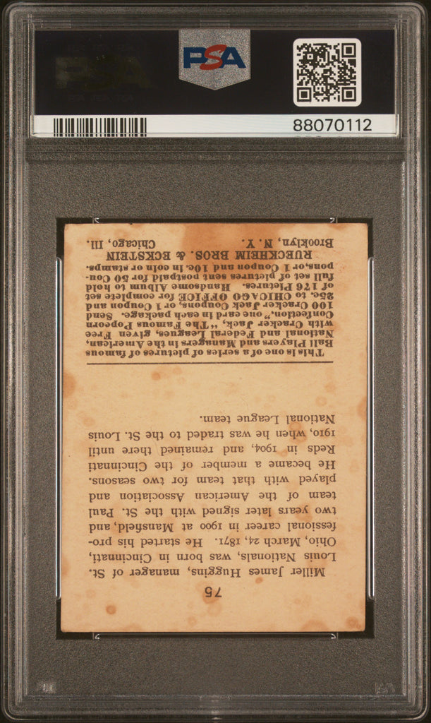 Miller Huggins 1915 Cracker Jack #75 PSA 2 Good – Three Stars Sportscards