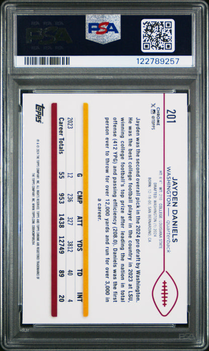 Jayden Daniels 2024 Topps Chrome Rookie #201 Negative Refractor PSA 9 Mint
