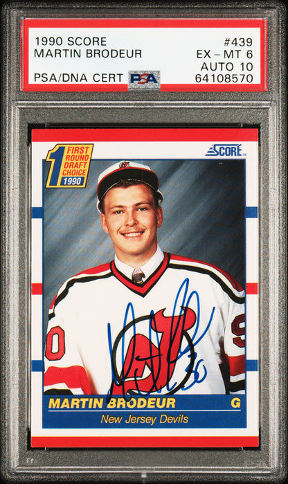 Martin Brodeur 1990 Score #439 Rookie Autograph PSA 6 Auto 10