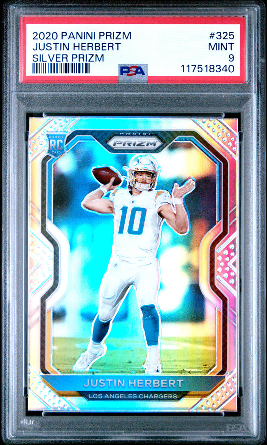 Justin Herbert 2020 Panini Prizm Rookie #325 Silver Prizm PSA 9 Mint 8340
