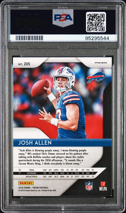 Josh Allen 2018 Panini Prizm Rookie #205 Red White Blue Prizm #205 PSA 9 Mint