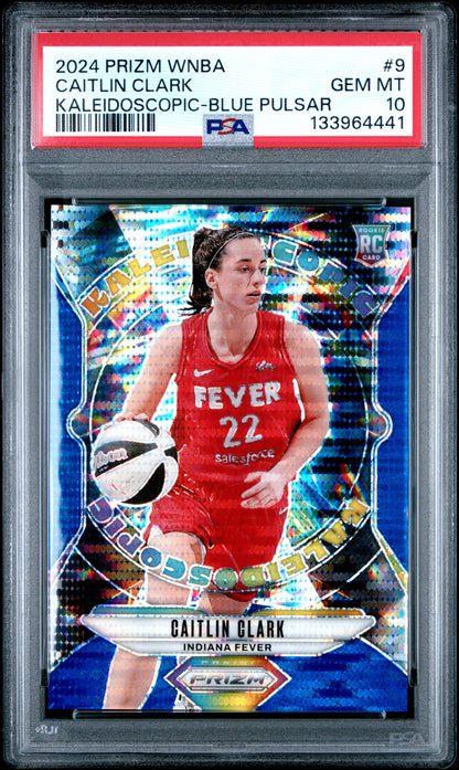 Caitlin Clark 2024 Panini Prizm WNBA Kaleidoscopic Blue Pulsar #172/199 PSA 10 Gem Mint
