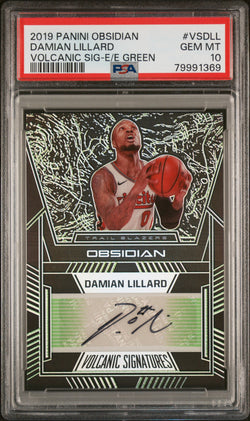 Damian Lillard 2019 Panini Obsidian Volcanic Green Auto #14/25 PSA 10 Gem Mint