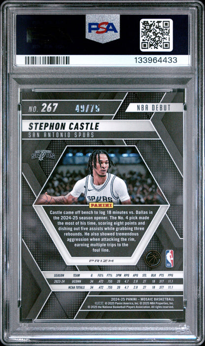 Stephon Castle 2024 Panini Mosaic #267 Blue Fluorescent #49/75 PSA 8 Nm-Mint