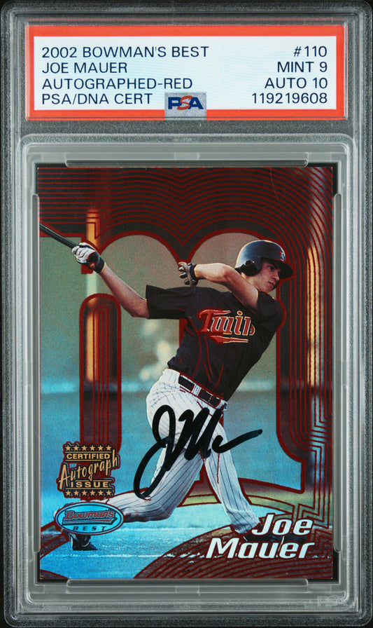 Joe Mauer 2002 Bowmans Best Rookie Red Auto PSA 9 Auto 10