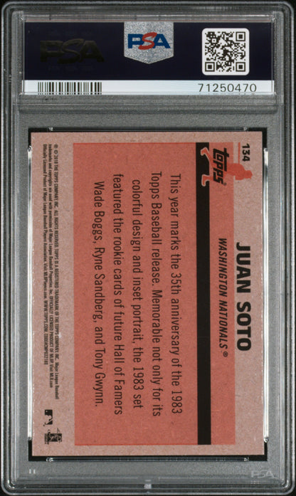 Juan Soto 2018 Topps Silver Pack 1983 Chrome #134 PSA 10 Gem Mint